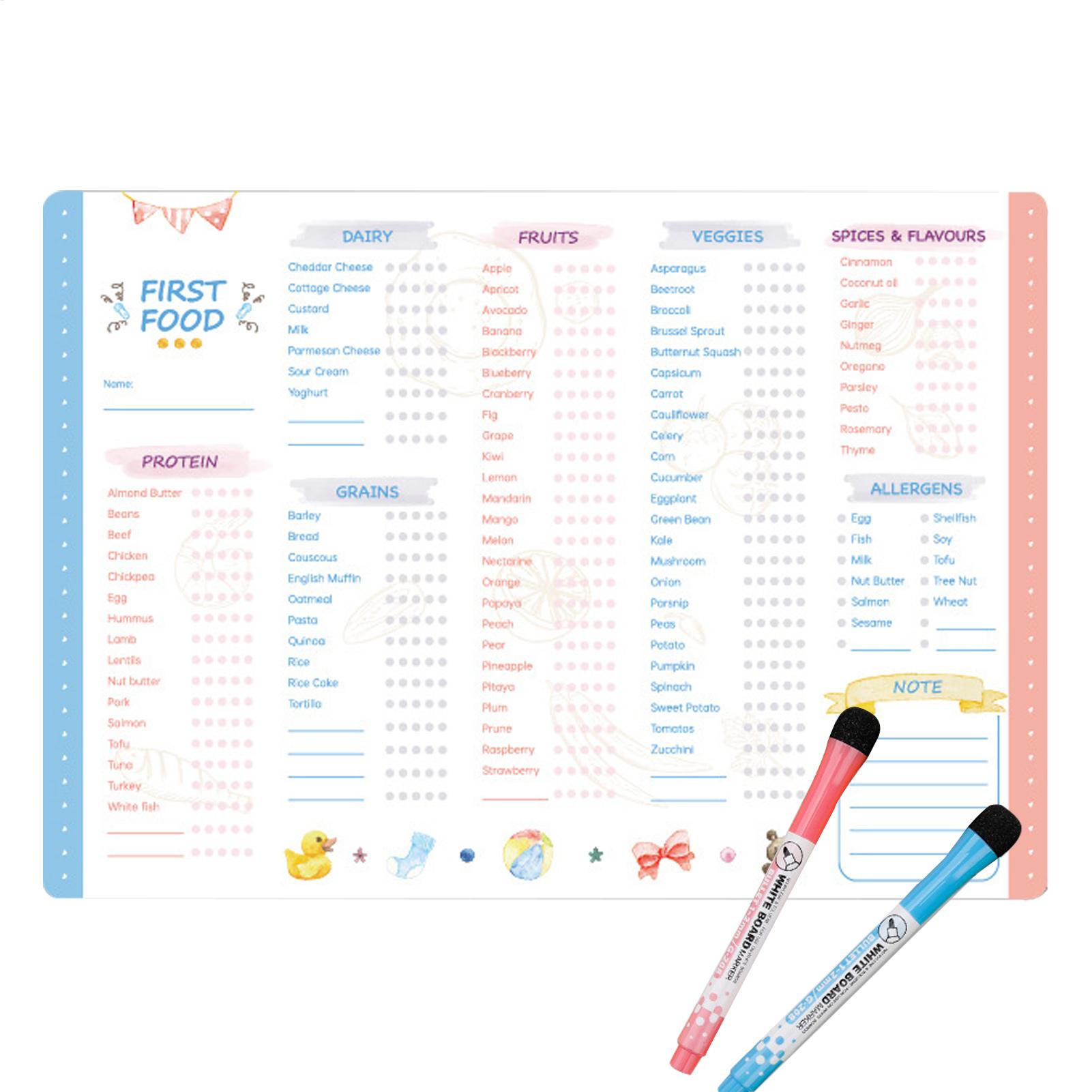 Baby Food Chart - Bagan Makanan Pertama Bayi Magnetik, Daftar