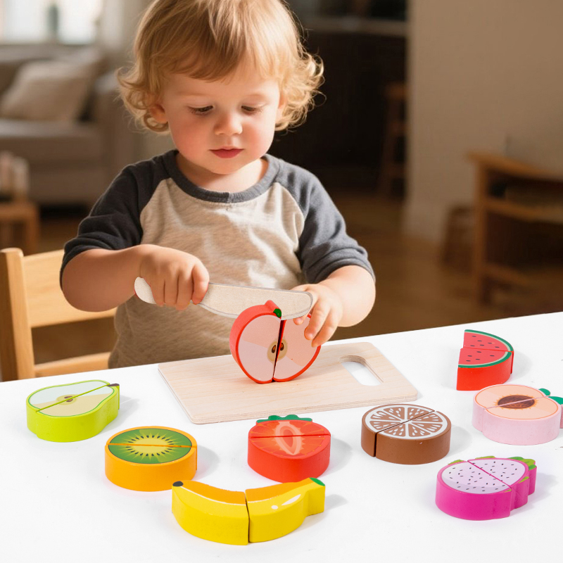 Baby Food Natural - Mainan Pura-pura Dapur Kayu Simulasi Memotong
