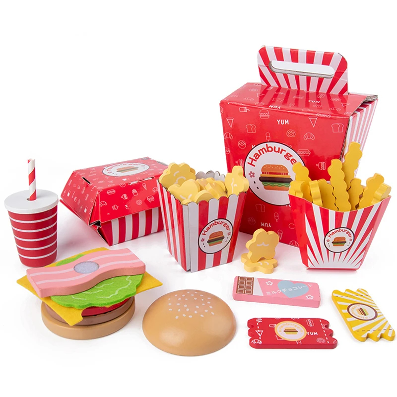 Dry Food Baby - Mainan Bayi Kayu Montessori Set Burger